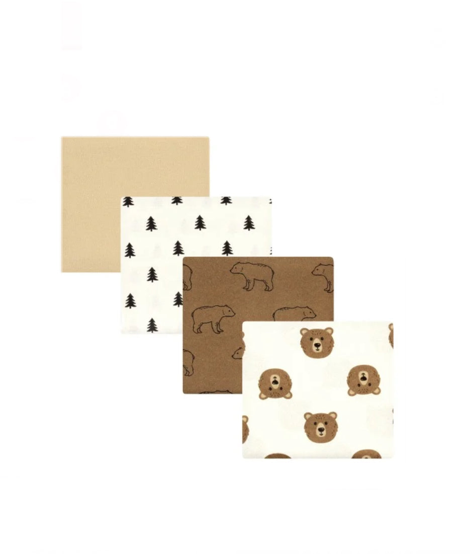 Hudson Baby 4pk Cotton Flannel Recieving Blanket image 3
