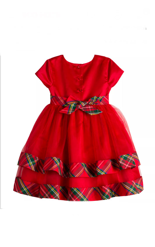 Blueberi Boulevard Plaid Tulle Tiered Hem Dress image 1