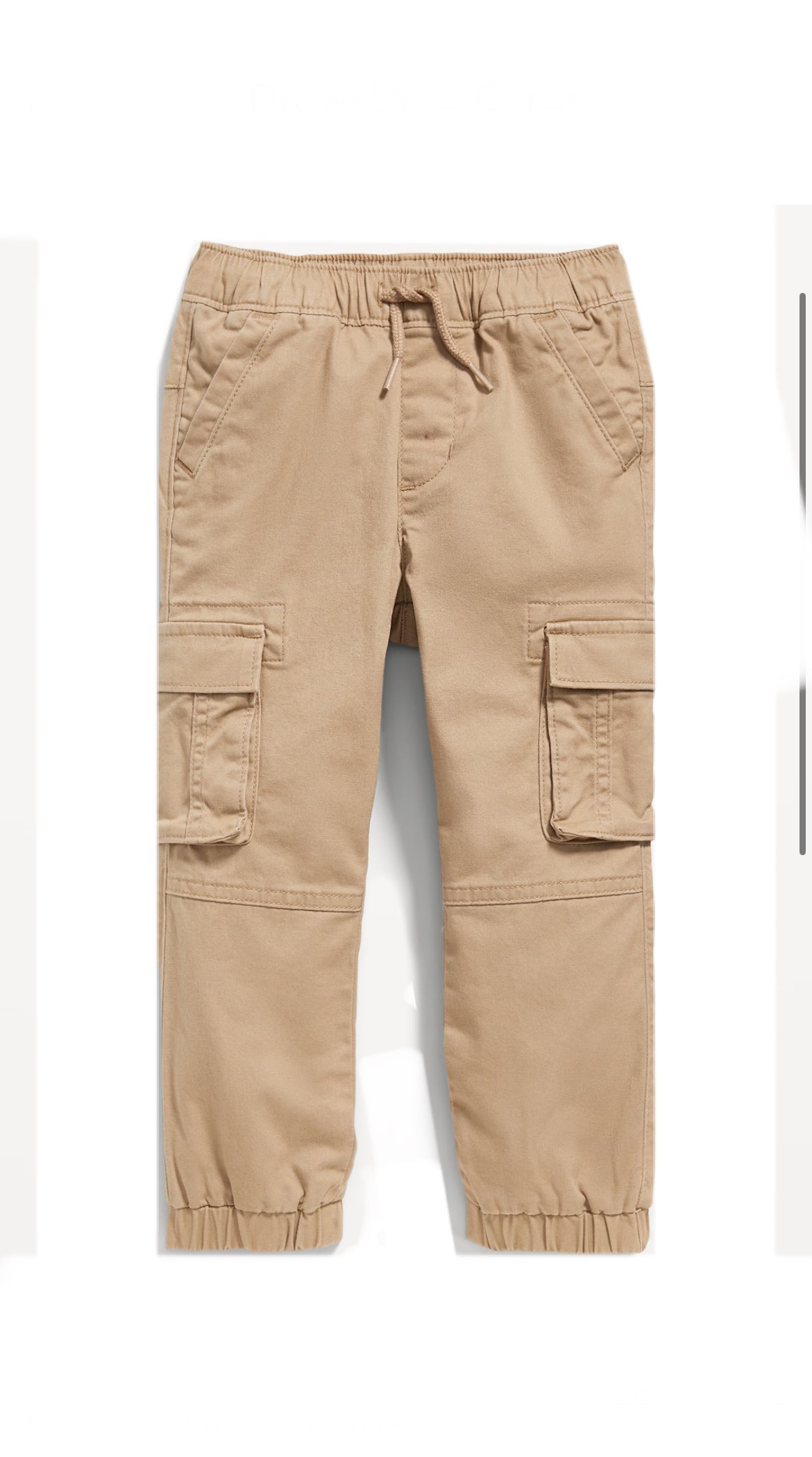 Functional-Drawstring Cargo Jogger Pants for Toddler Boys image 1