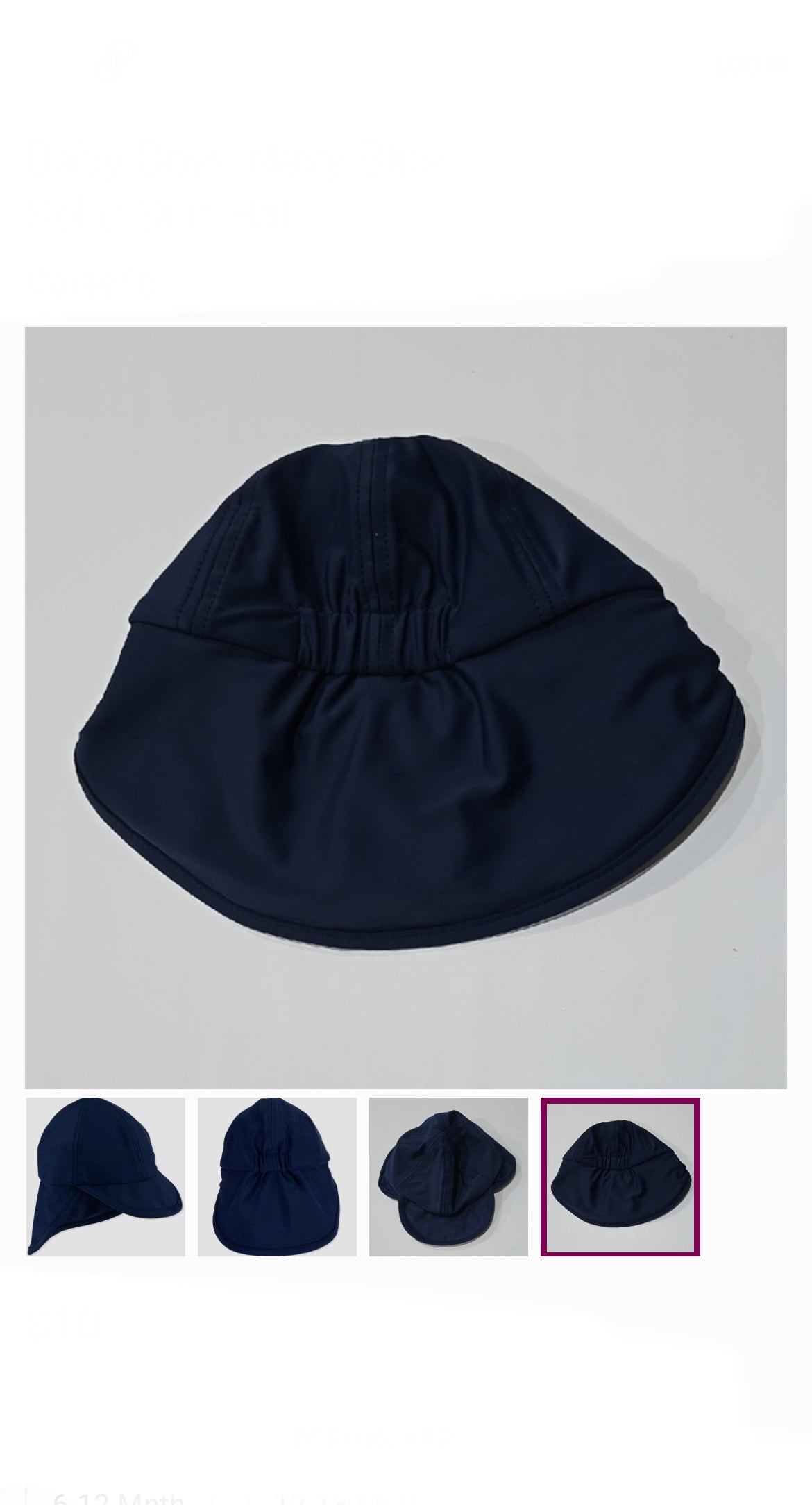 Carter’s Baby Boys Navy Blue Solid Sun Hat image 3