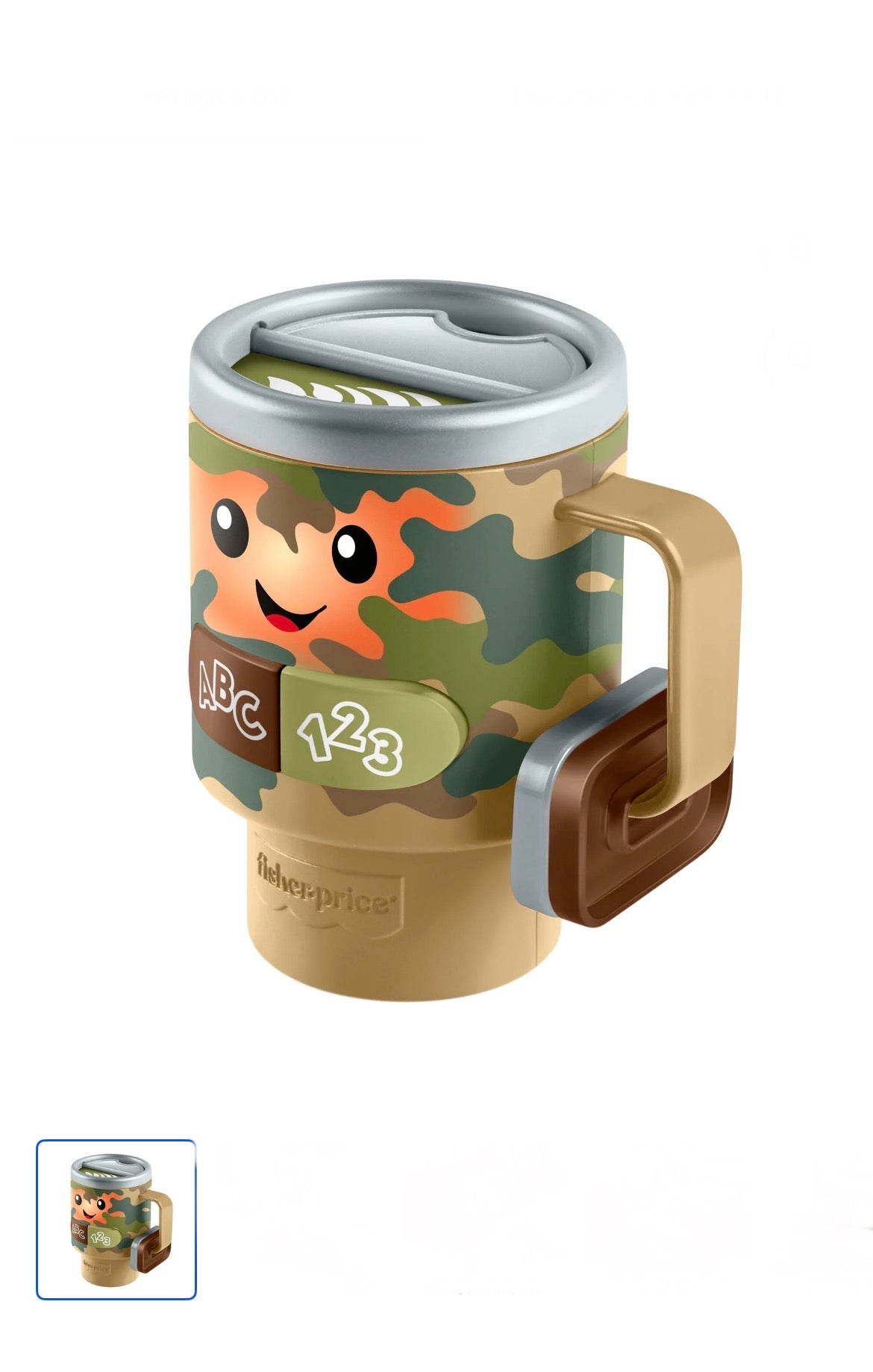 Fisher-Price Laugh & Learn Wake up & Learn Coffee Camo Mug Baby & Toddler Toy with Music & Lights