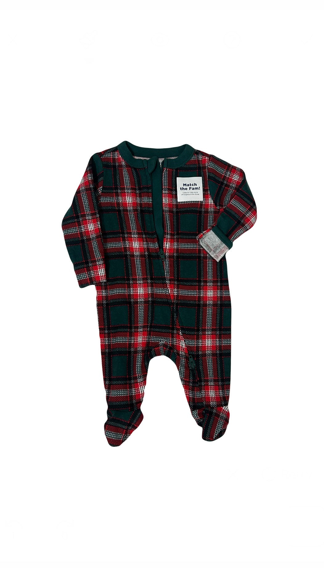 Old Navy Baby Monkey Suit – Cute Newborn One-Piece in Red/Green Plaid