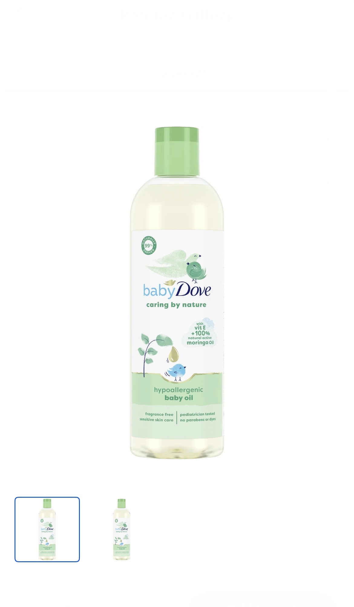 Dove Baby Caring By Nature Hypoallergenic Baby Oil 8fl oz (237ml)