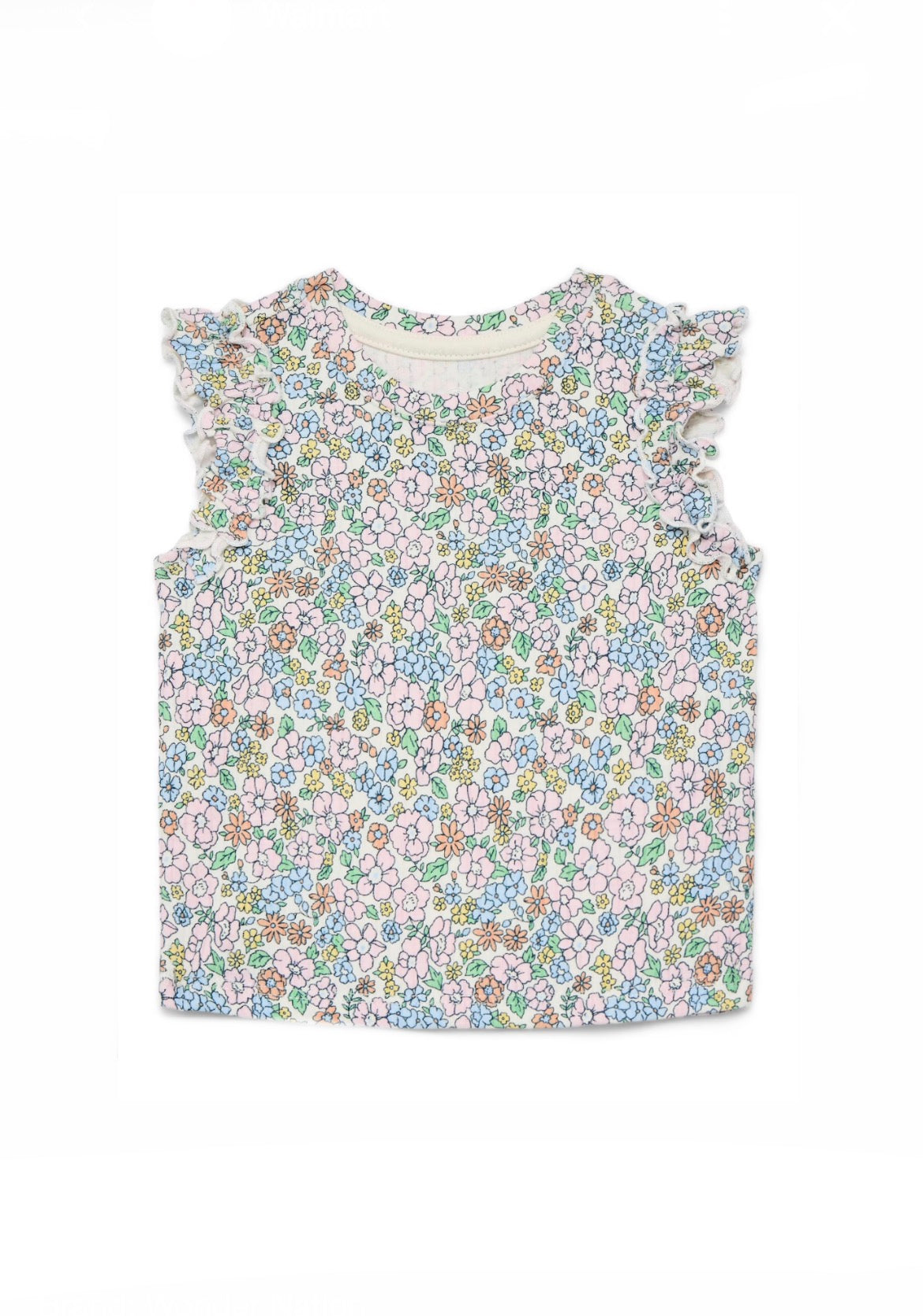 Wonder Nation Baby Girls Top with Flutter Sleeves