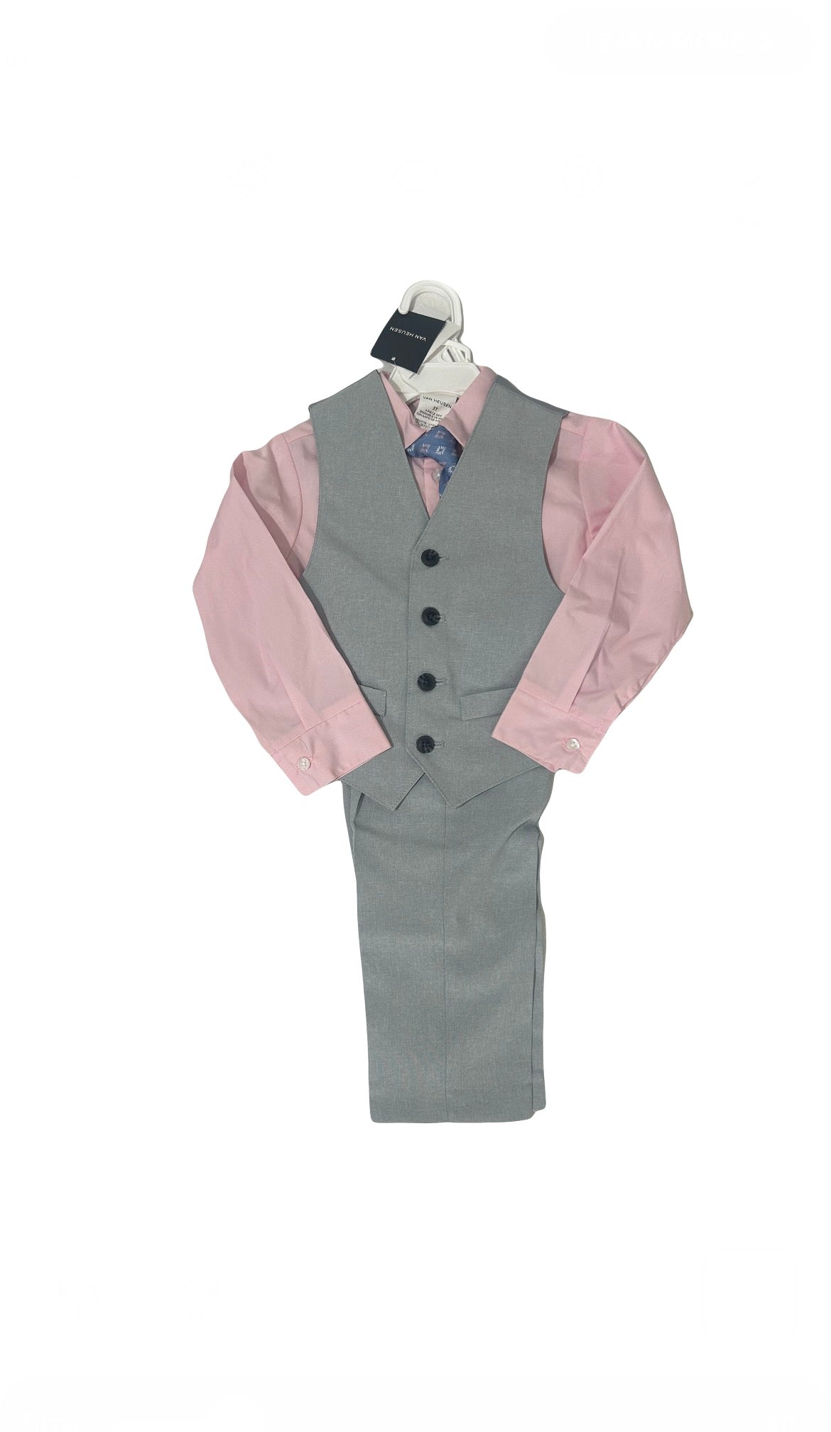 Van Heusen Toddler Boys 4pc Formal Suit – Pink & Gray Dress Set 3T-4T