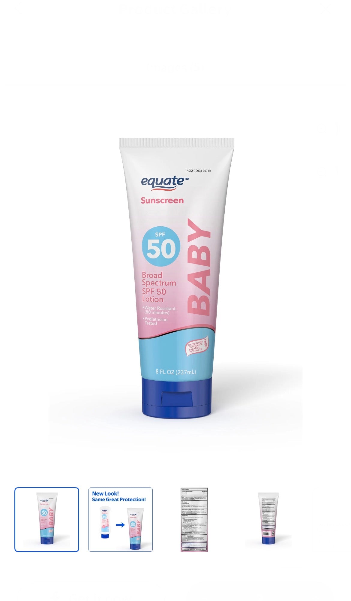Equate Baby Broad Spectrum Sunscreen Lotion , SPF 50 8 fl oz (237ml)