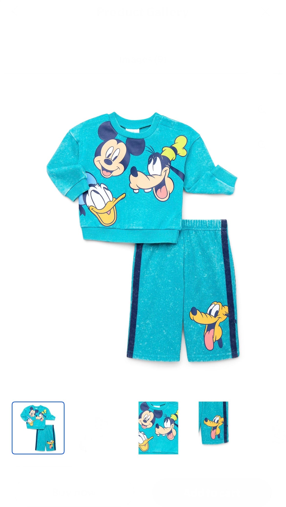 Mickey and Friends Baby Long Sleeve Graphic Crewneck Tee with Matching Pants, 2-Piece