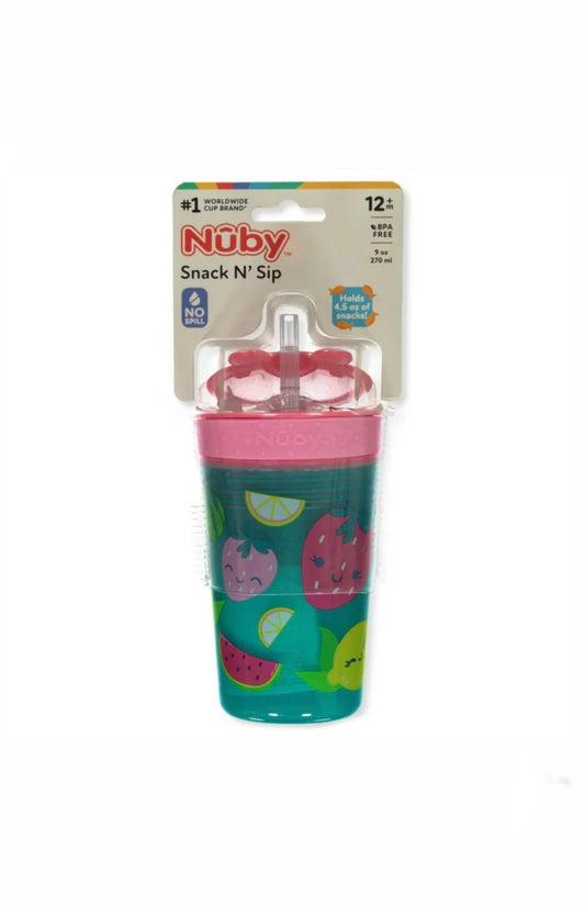 Nuby Snack N’ Sip Soft Silicone Straw Cup image 1