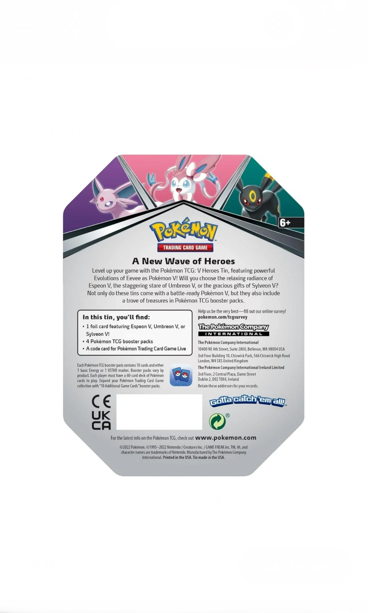 POKEMON D7 SPRING VERSUS HEROES TIN  (4 Booster Packs & Promo Card) image 2