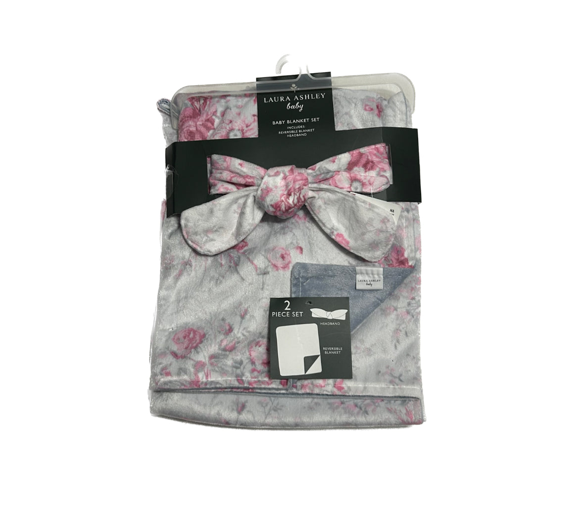 Laura Ashley baby reversible blanket + Headband image 0