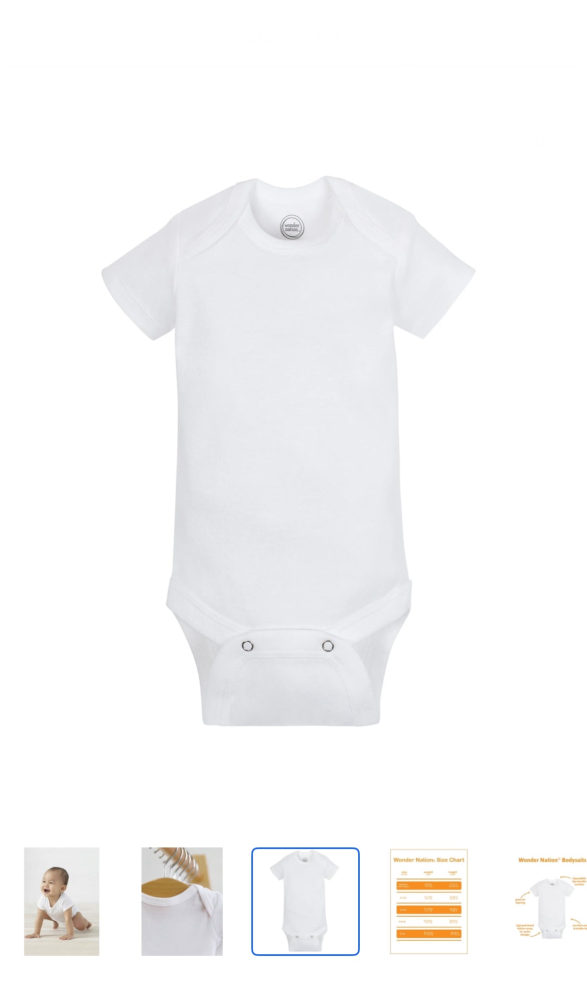 Wonder Nation Baby Neutral Cotton White Short Sleeve Bodysuits image 0
