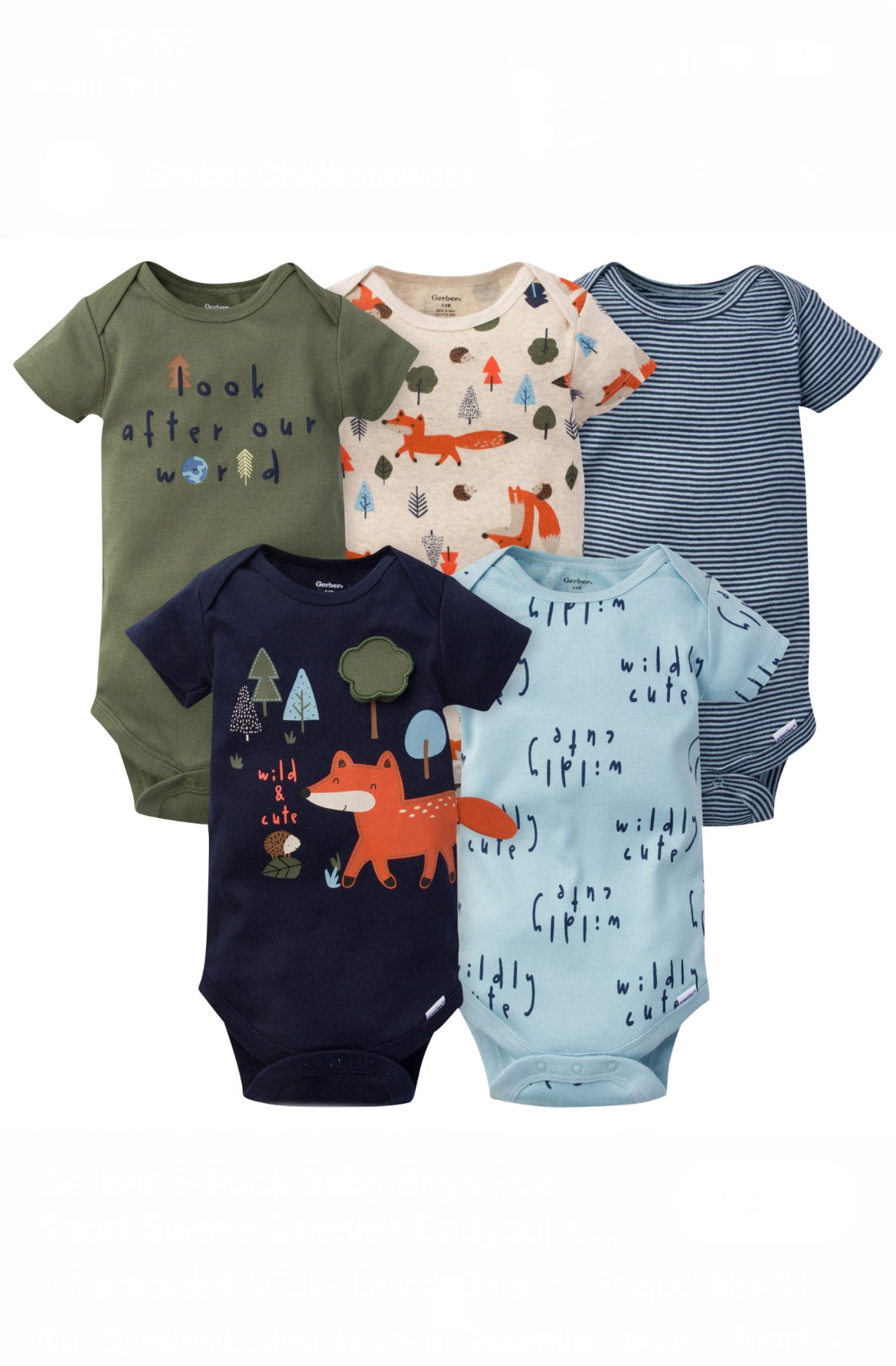 5-Pack Baby Boys Fox Short Sleeve Onesies® Bodysuits image 0