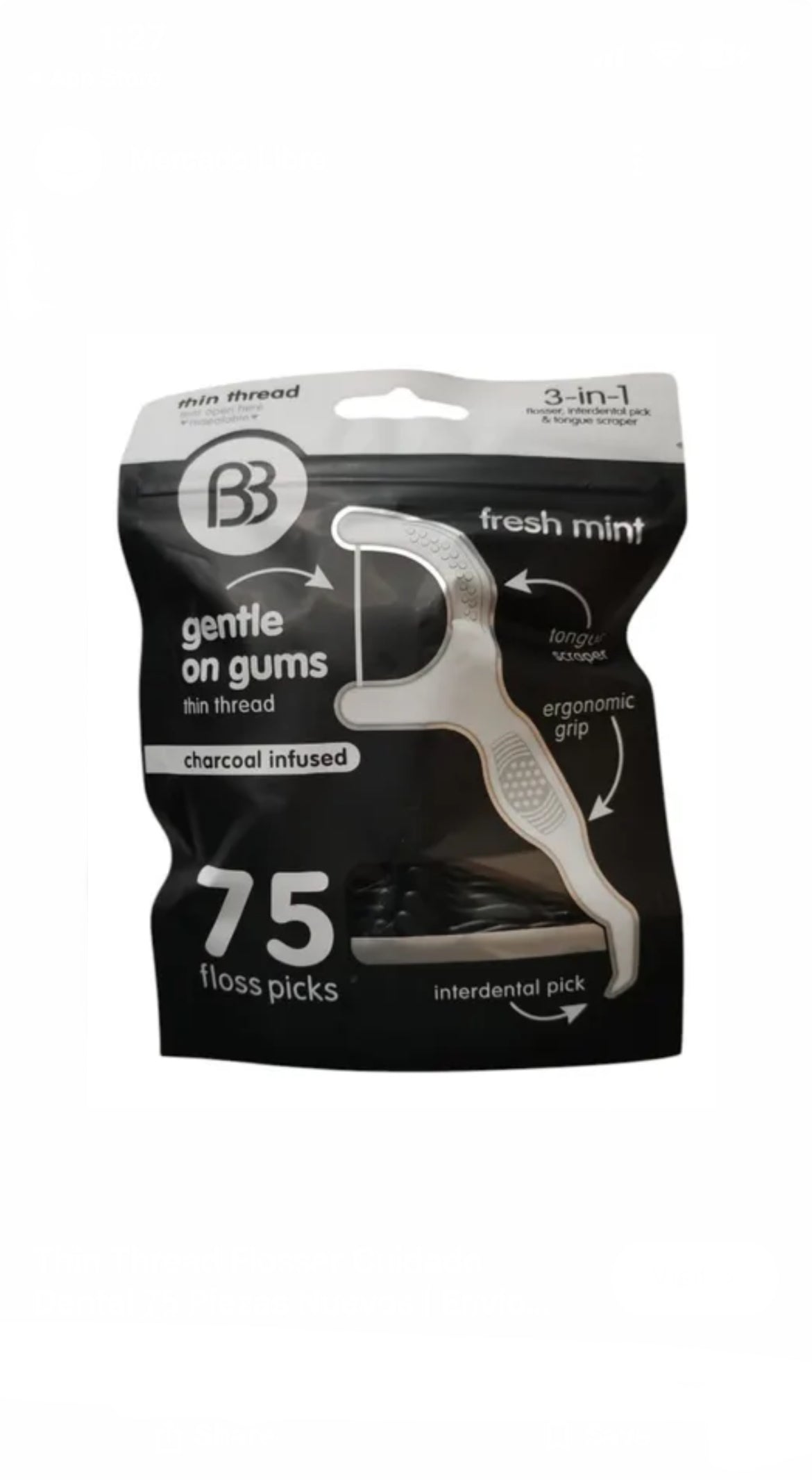 Brush Buddies Fresh Mint Charcoal Infused Floss Picks 75ct image 1