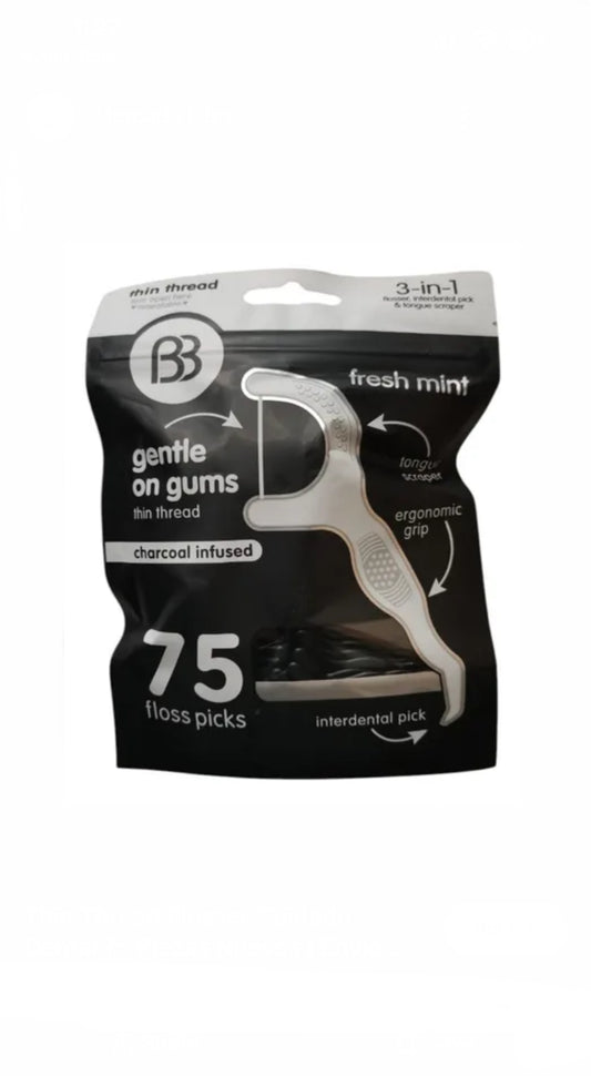 Brush Buddies Fresh Mint Charcoal Infused Floss Picks 75ct image 1