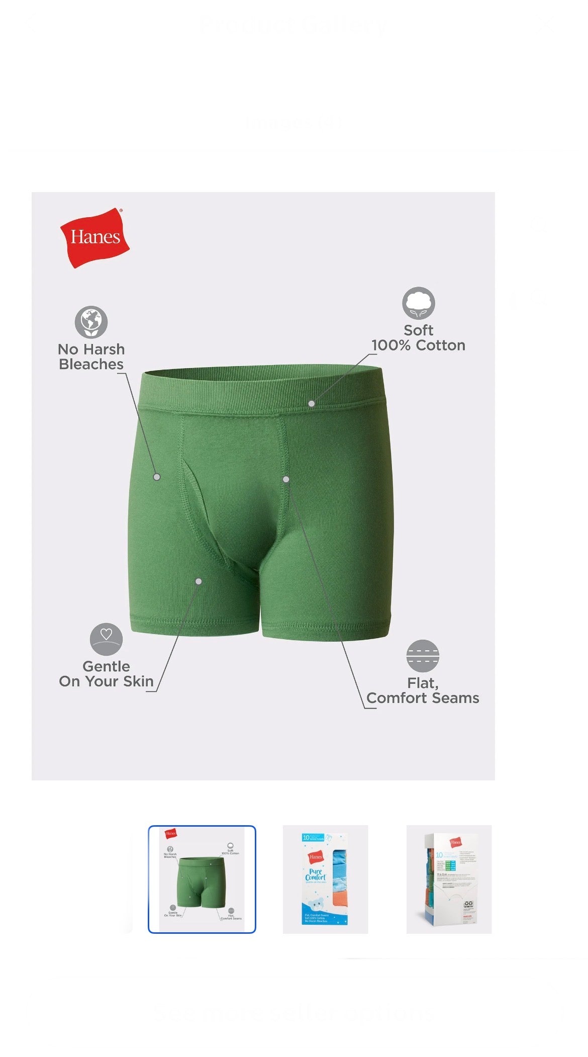 Hanes Boxer Briefs 10-Pack Toddler Boys Pure Comfort Cotton Smooth Soft Tagless