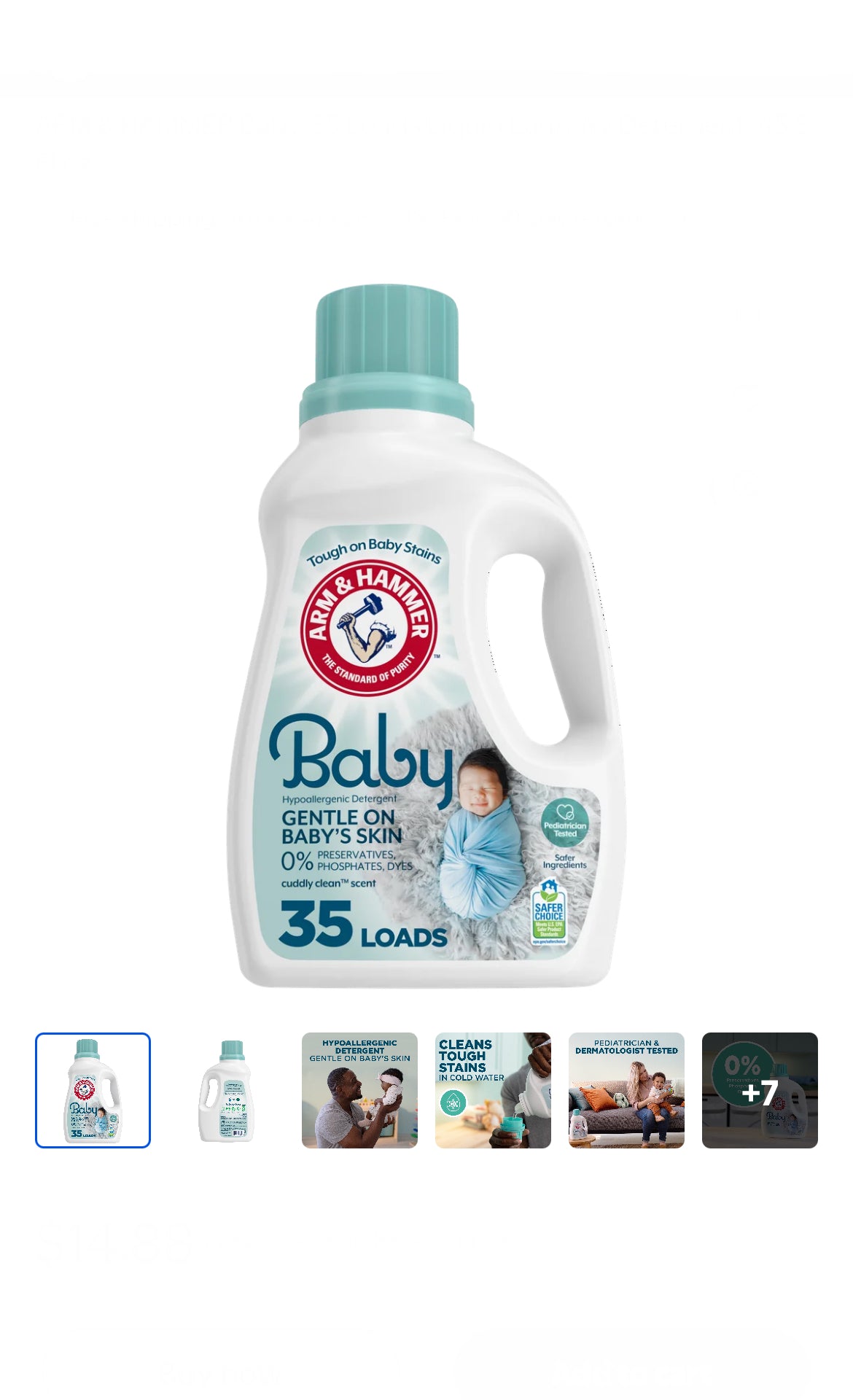 ARM & HAMMER Baby, 35 Loads Liquid Laundry Detergent, 45.5 Fl oz image 0