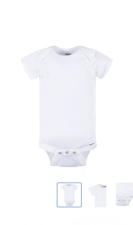 Gerber Baby Boy or Girl Unisex White Short Sleeve Cotton Bodysuit