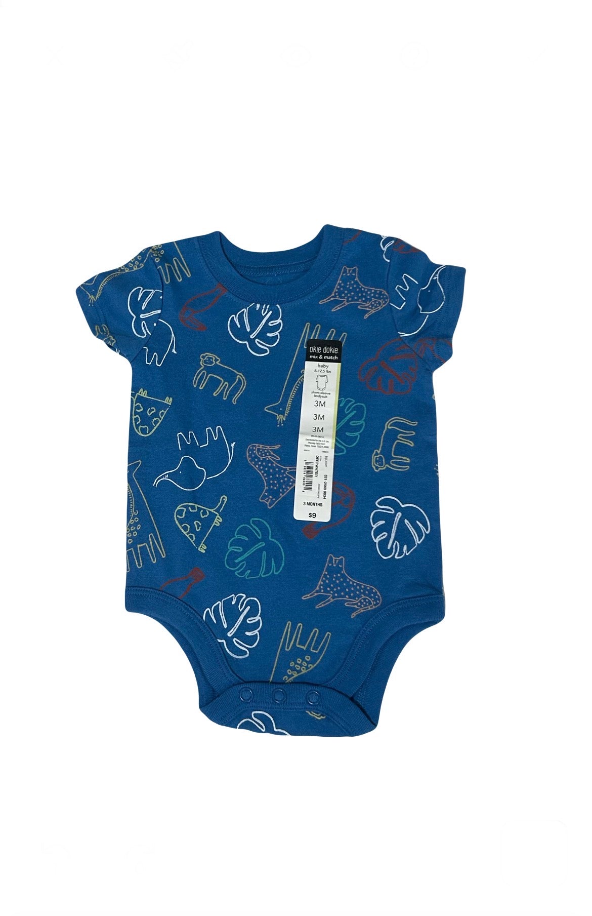 Okie Dokie Baby Onesie – Soft Blue Bodysuit for Newborns 3M
