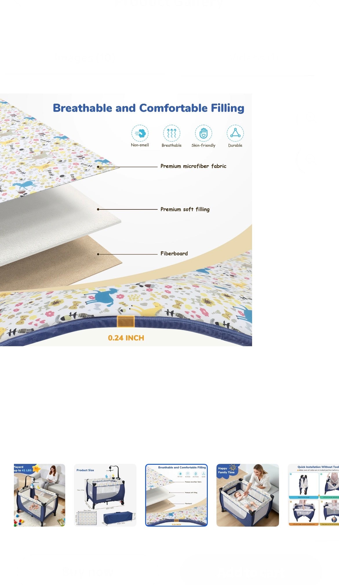 Minikid Nursery Center Playard with Bassinet Music and Toys, Baby Playpen for Newborn to Toddlers,Blue