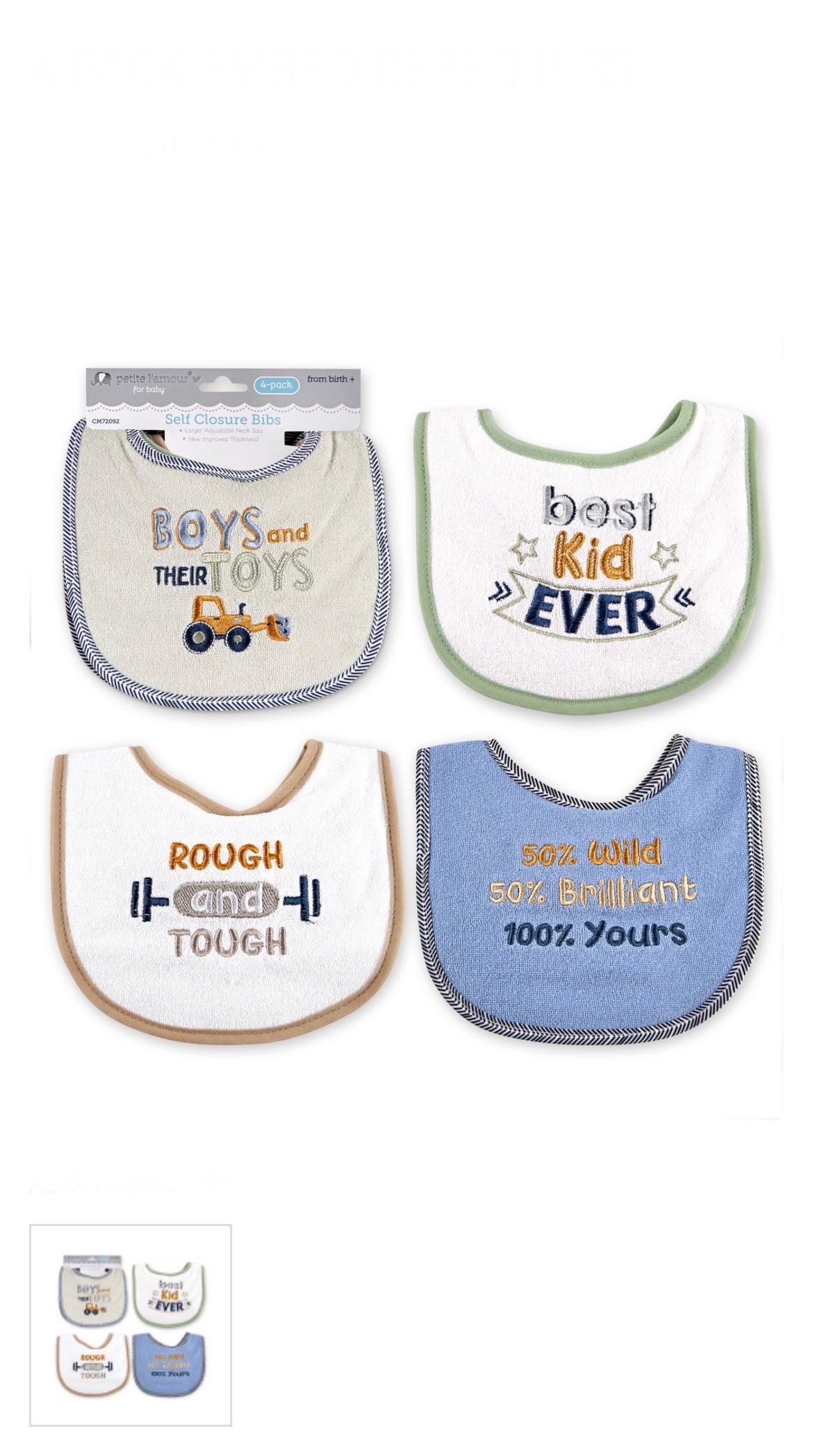 Petite l’amour 4pk Self Closure Bibs