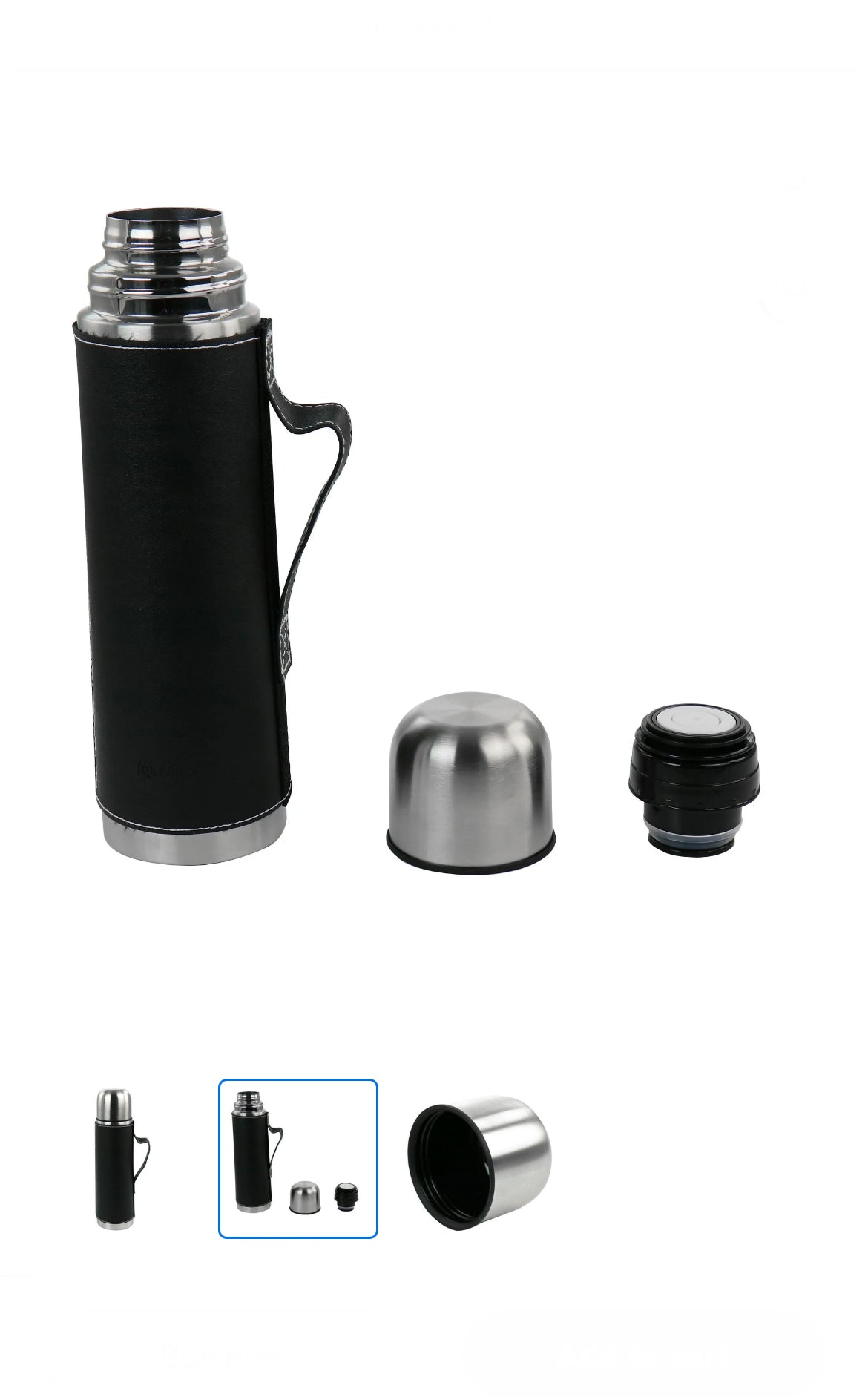 Mr. Coffee 23oz Stainless Steel Thermal Travel Bottle in Leatherette image 1