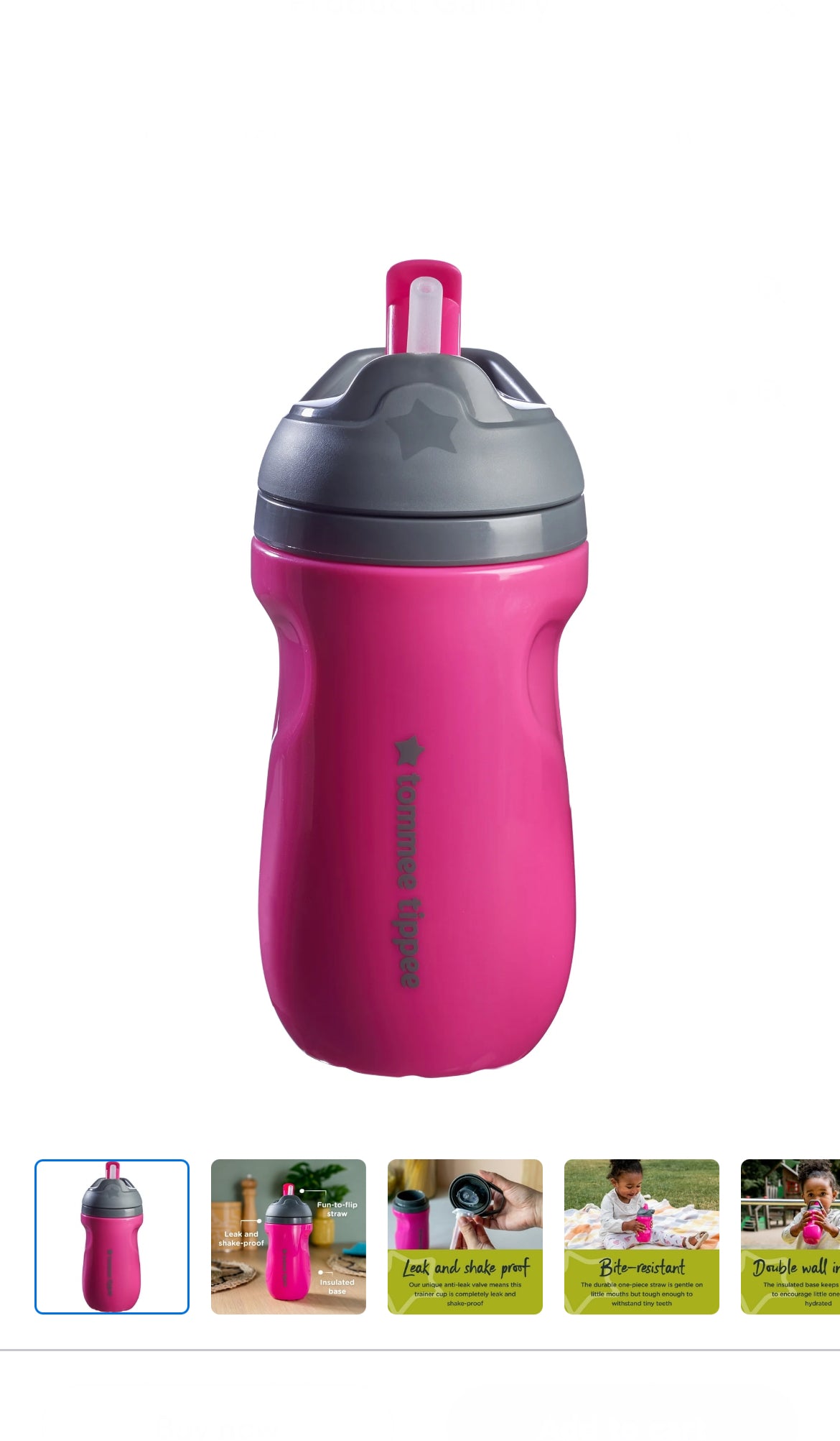 Tommee Tippee Insulated Non-Spill Straw Sippy Cup, 12m+ Toddler Training Drinkin image 0