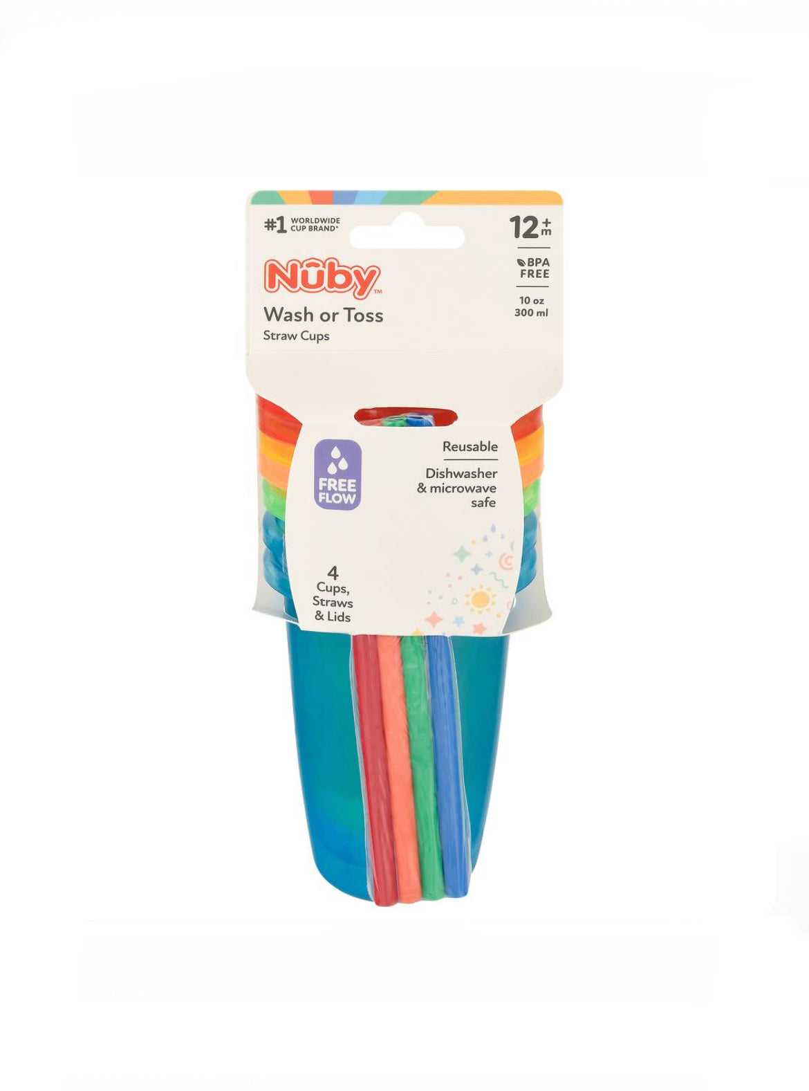 Nuby Wash or Toss Straw Cups  4pk image 0