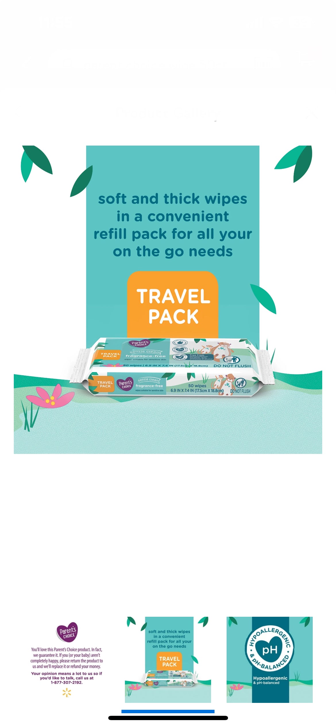 Parent's Choice Fragrance Free Baby Wipes  50ct Travel Pack image 5