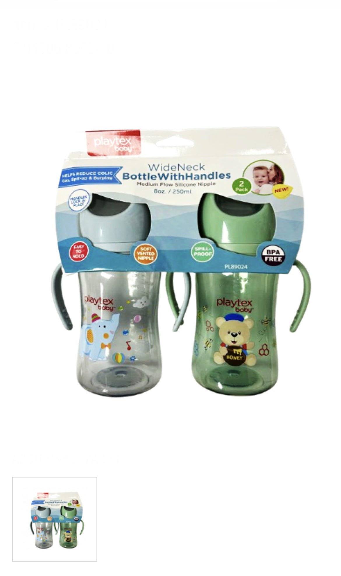 Playtex Baby Wide Neck Bottles With Handles 2pk image 0