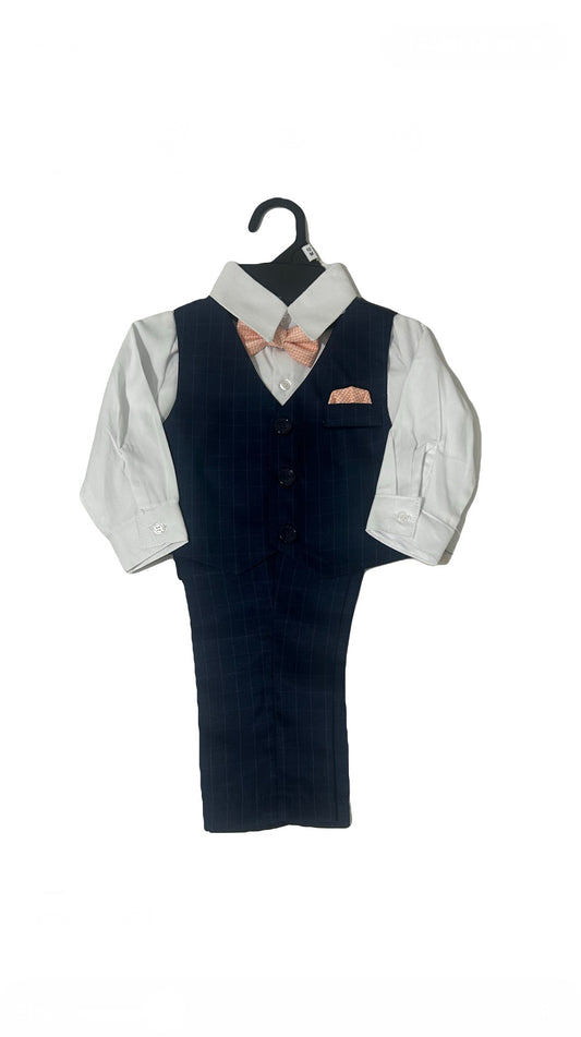 Andrew Fezza Baby Boy 4pc Formal Suit – Navy, White & Orange or Yellow