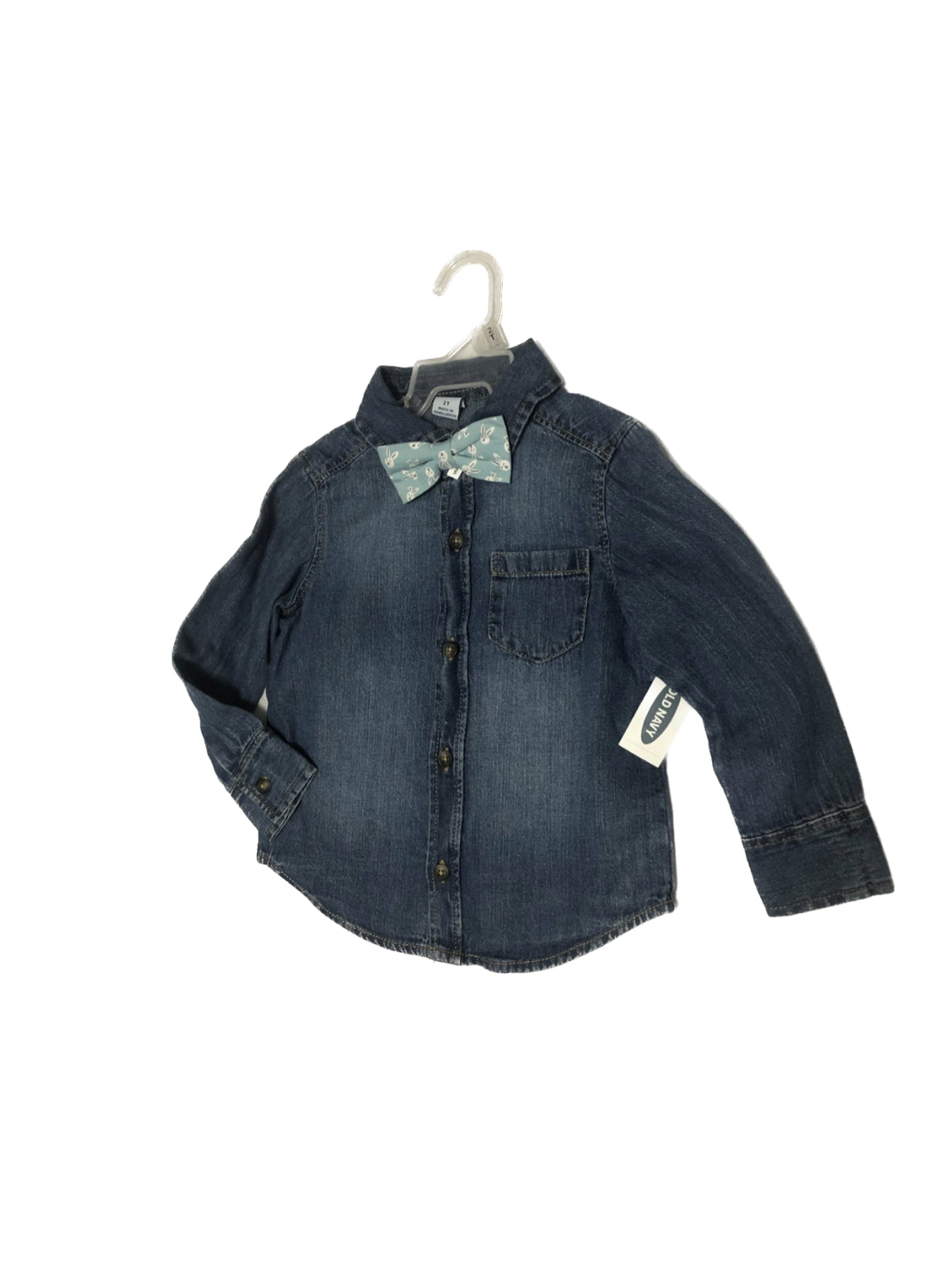 Old Navy Longsleeve Bowtie Jeans Shirt image 0