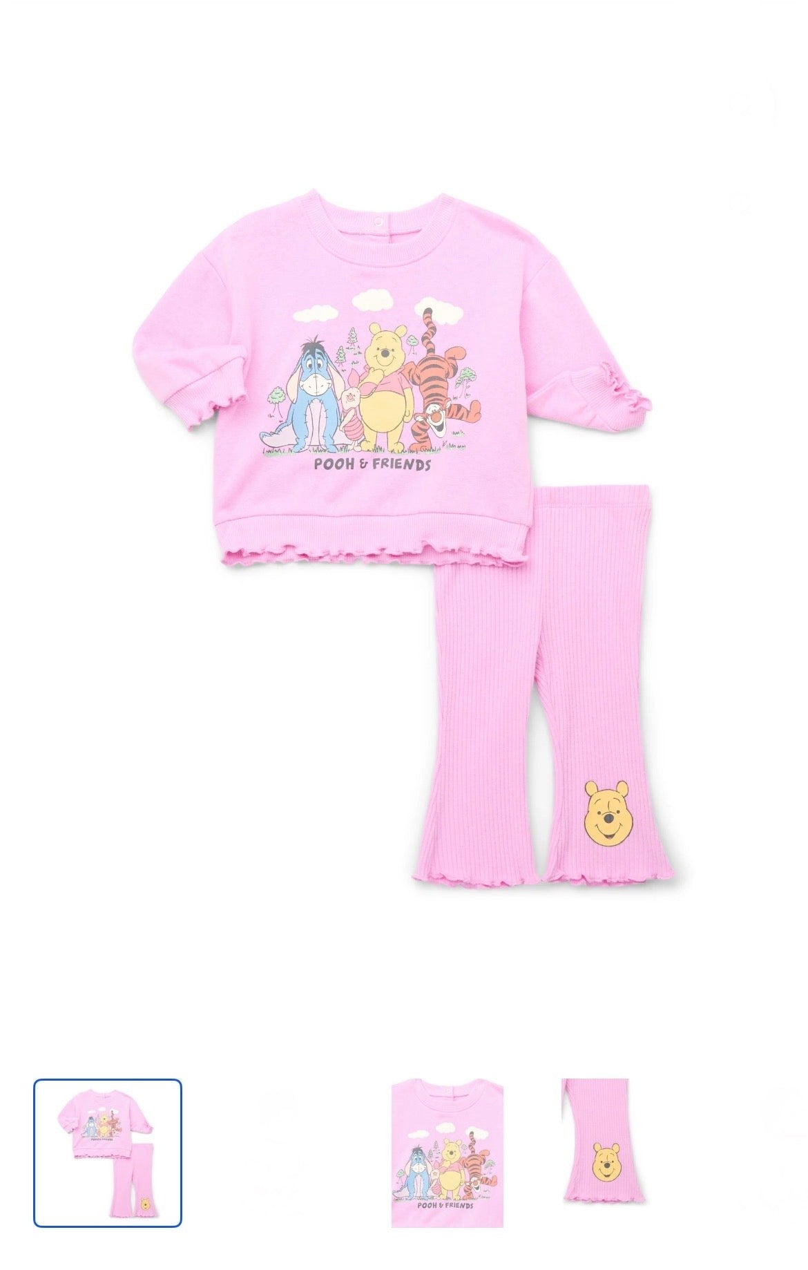 Winnie the Pooh Baby Girls Graphic Sweatshirt and Flared Leggings, 2-Piece
