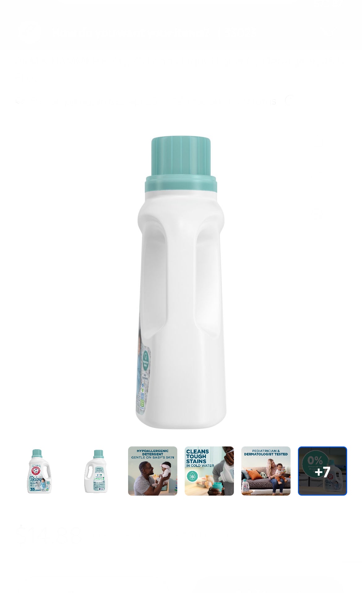 ARM & HAMMER Baby, 35 Loads Liquid Laundry Detergent, 45.5 Fl oz image 2