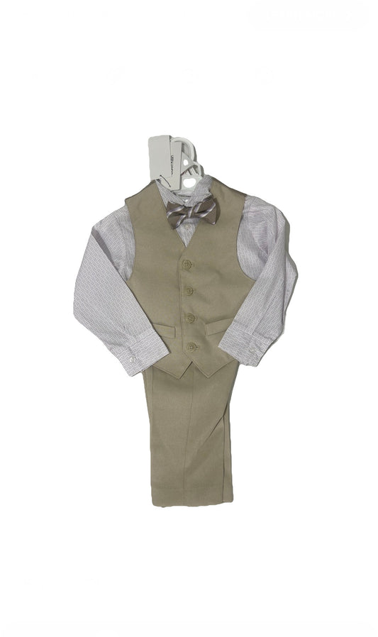 Calvin Klein Toddler Boy Formal Suit – Khaki, Lavender & White Dress Set 2T
