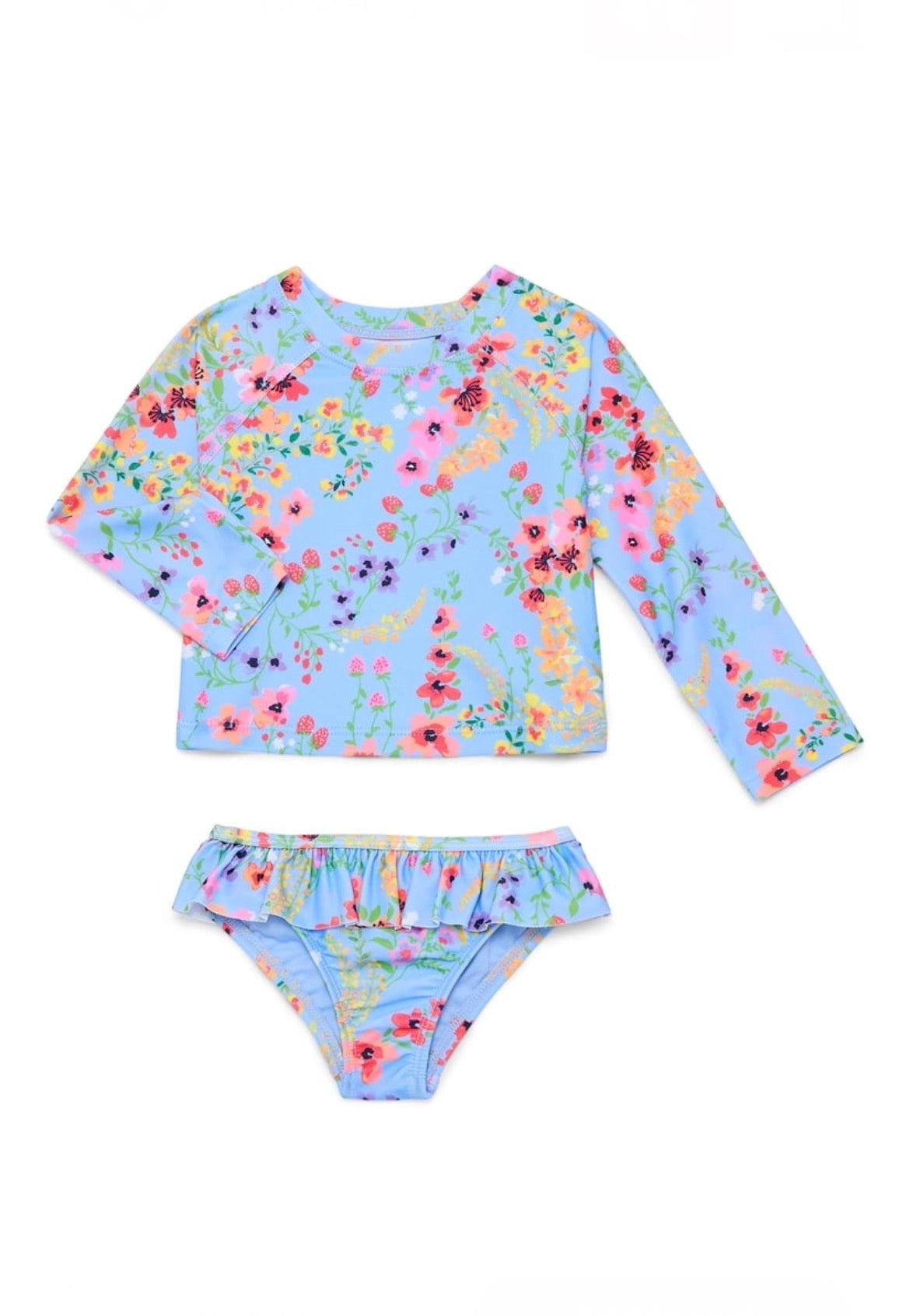 Wonder Nation Baby and Toddler Girls Long Sleeve 2pc Swimsuit