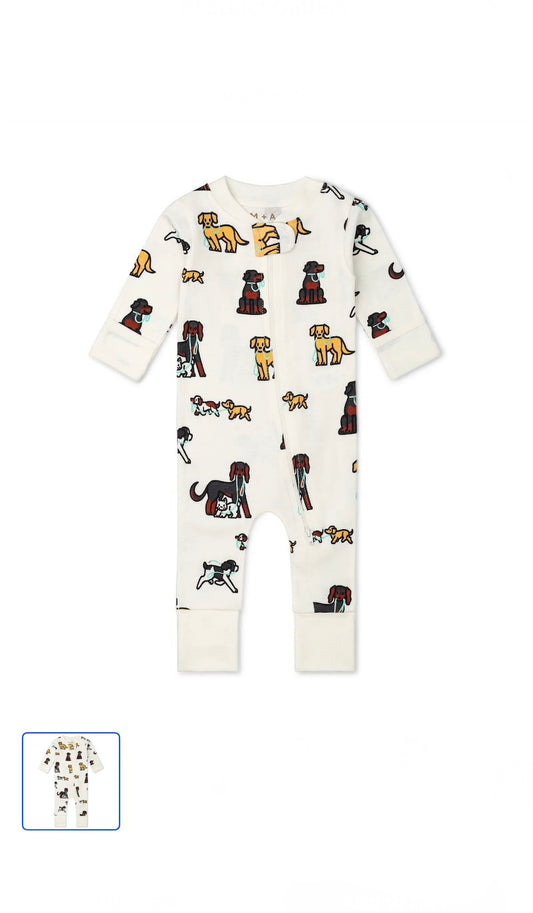 M+A Baby Boy Bodysuit w/Fold-Over feet and mitten