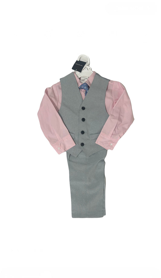 Van Heusen Toddler Boys 4pc Formal Suit – Pink & Gray Dress Set 3T-4T