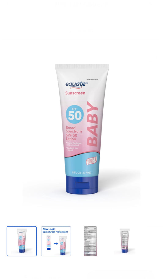 Equate Baby Broad Spectrum Sunscreen Lotion , SPF 50 8 fl oz (237ml)