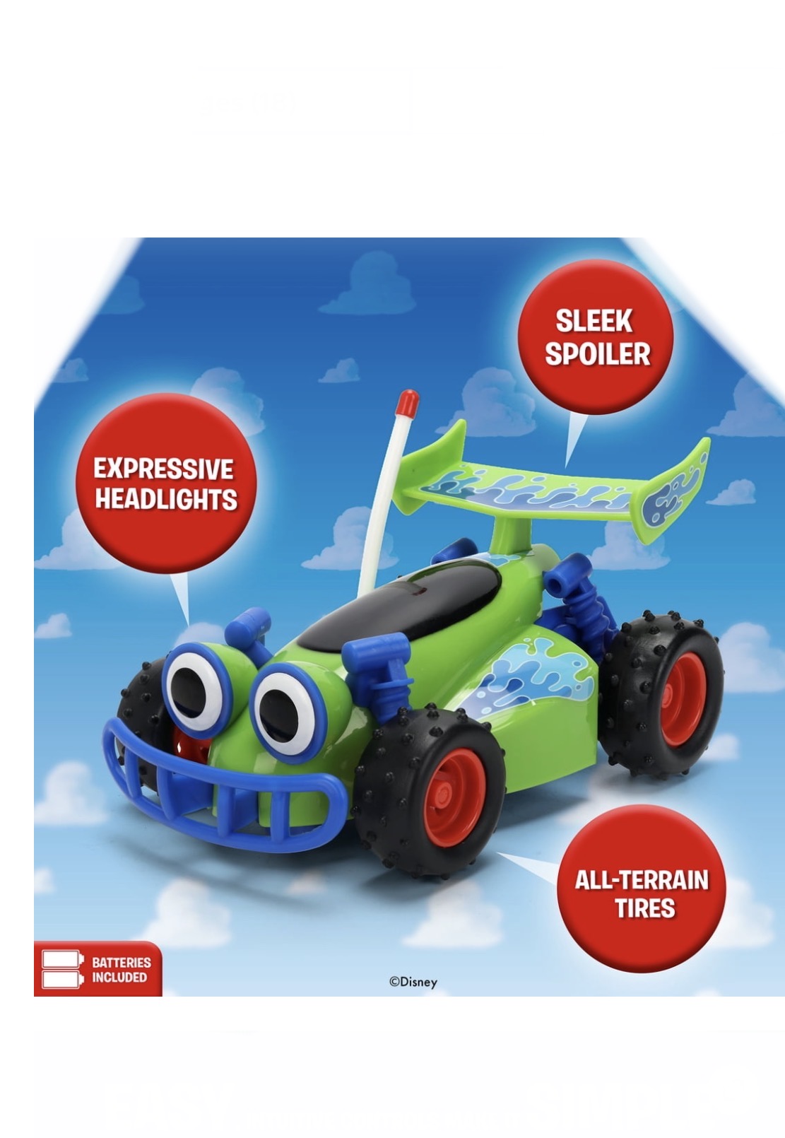 Jada Toys 1:32 RC Toy Story RC Buggy - Simple Function Remote Control Car for Kids with 5.5" Body and Movie-Inspired Design - No Figure Included