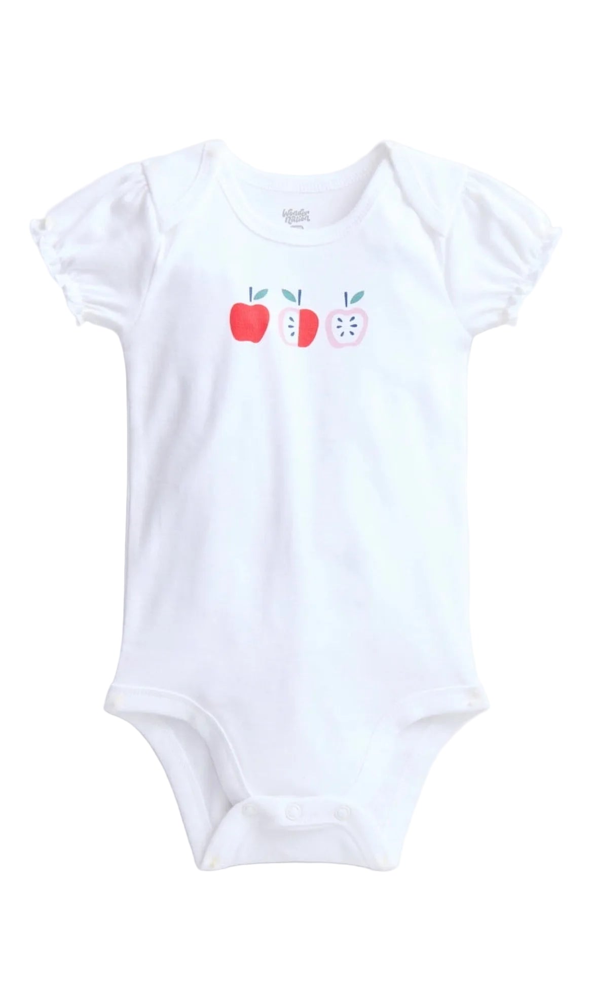 Wonder Nation Baby Girls' Graphic Cotton Bodysuit with Short Puff Sleeves