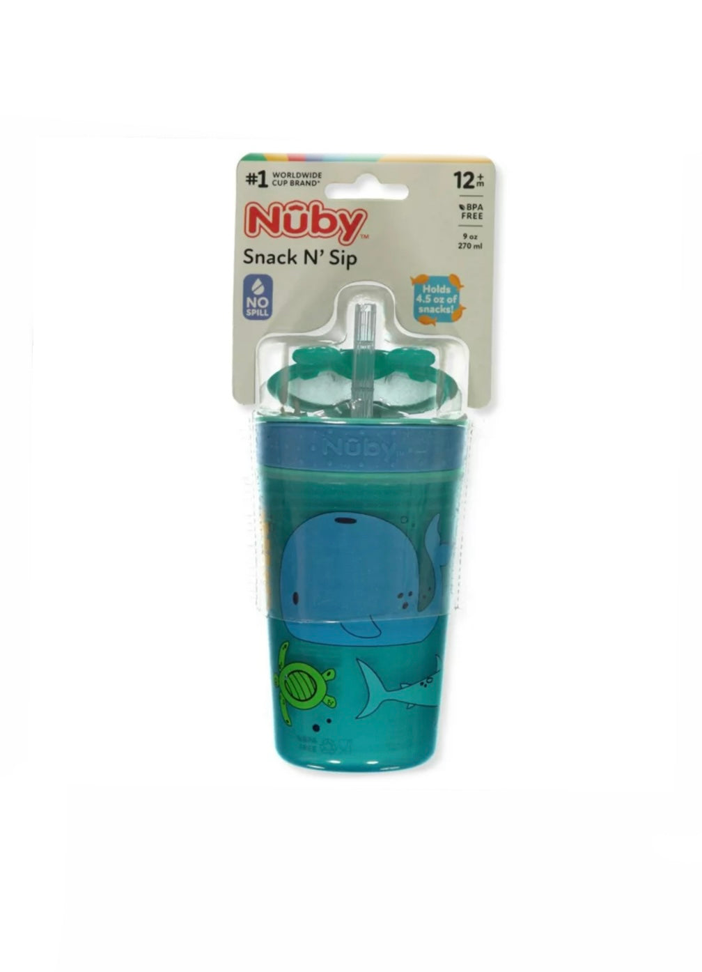 Nuby Snack N’ Sip Soft Silicone Straw Cup image 0