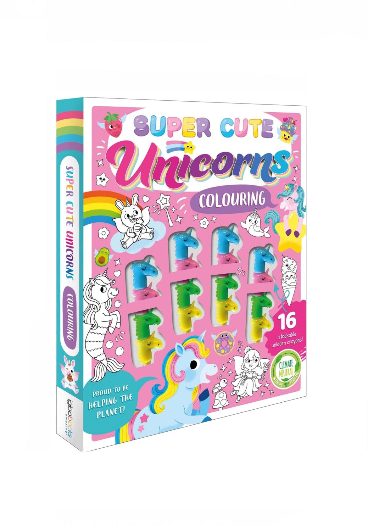 IGLOO BOOKS: Super Cute Unicorns Coloring Set: With 16 Stackable Crayons, 64 pag image 0