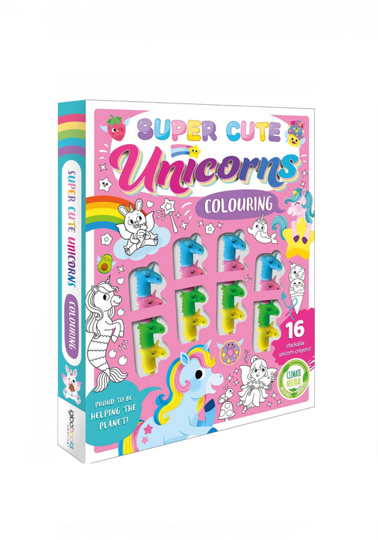 IGLOO BOOKS: Super Cute Unicorns Coloring Set: With 16 Stackable Crayons, 64 pag image 0