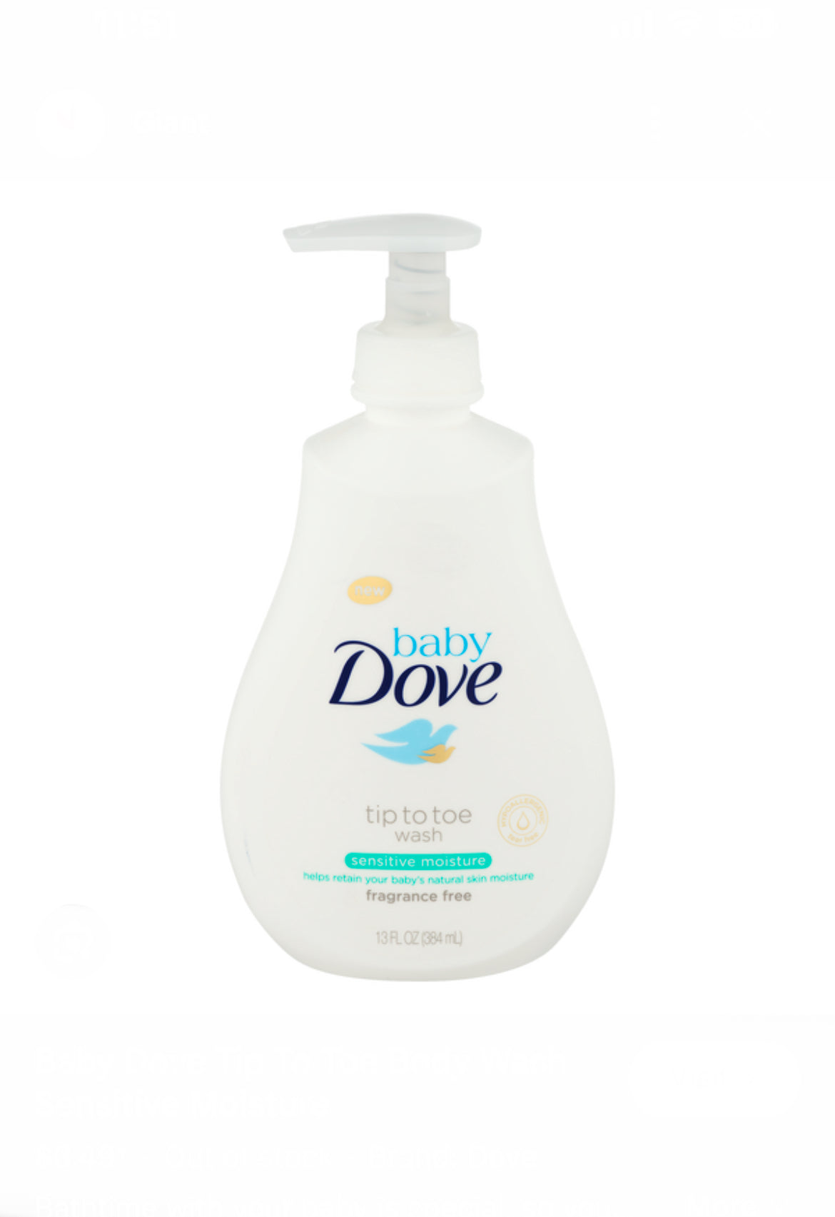 Baby Dove Sensitive Skin Care Wash image 3
