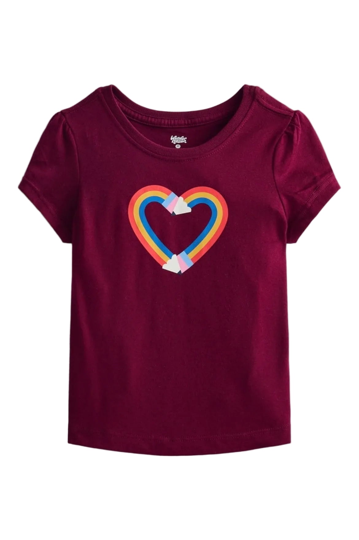Wonder Nation Toddler Girls Graphic Tee with Short Puff Sleeves