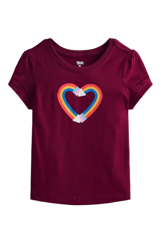 Wonder Nation Toddler Girls Graphic Tee with Short Puff Sleeves